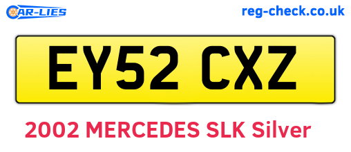 EY52CXZ are the vehicle registration plates.