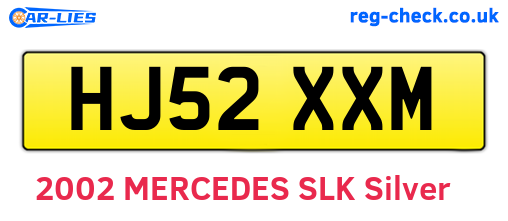 HJ52XXM are the vehicle registration plates.