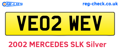 VE02WEV are the vehicle registration plates.