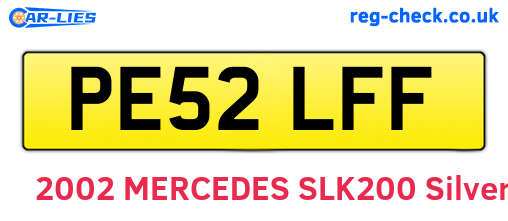 PE52LFF are the vehicle registration plates.