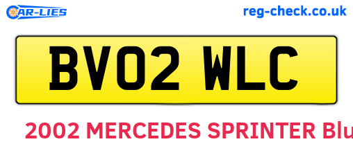 BV02WLC are the vehicle registration plates.