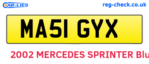MA51GYX are the vehicle registration plates.