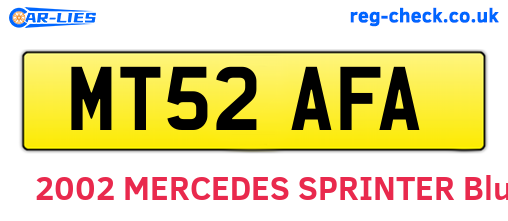 MT52AFA are the vehicle registration plates.