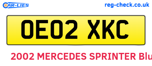 OE02XKC are the vehicle registration plates.