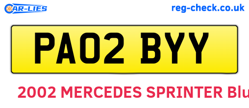 PA02BYY are the vehicle registration plates.
