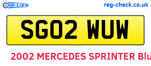 SG02WUW are the vehicle registration plates.