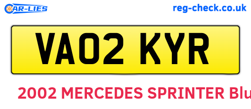 VA02KYR are the vehicle registration plates.