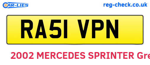 RA51VPN are the vehicle registration plates.