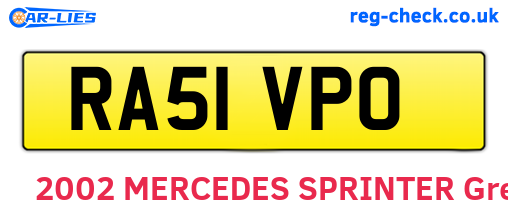 RA51VPO are the vehicle registration plates.