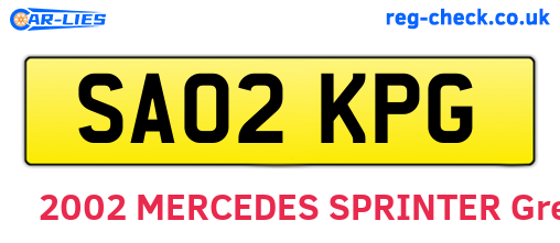 SA02KPG are the vehicle registration plates.