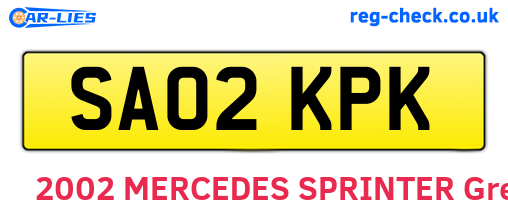 SA02KPK are the vehicle registration plates.