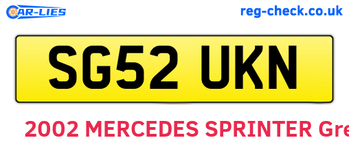 SG52UKN are the vehicle registration plates.