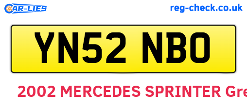 YN52NBO are the vehicle registration plates.