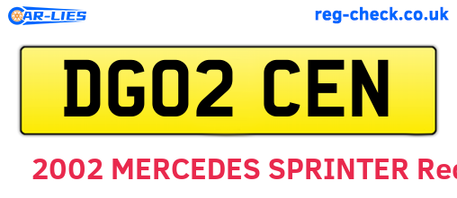 DG02CEN are the vehicle registration plates.