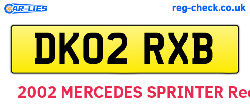 DK02RXB are the vehicle registration plates.