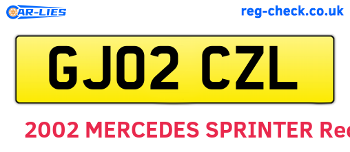 GJ02CZL are the vehicle registration plates.