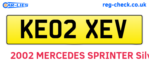 KE02XEV are the vehicle registration plates.
