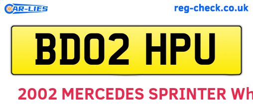 BD02HPU are the vehicle registration plates.