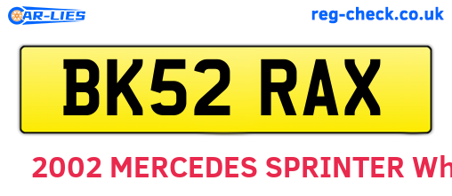 BK52RAX are the vehicle registration plates.