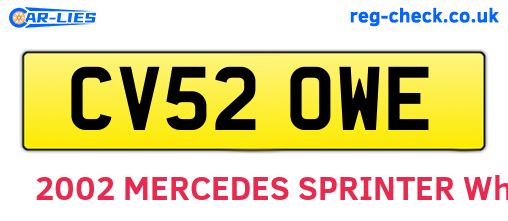 CV52OWE are the vehicle registration plates.