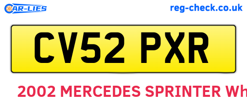 CV52PXR are the vehicle registration plates.