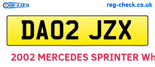 DA02JZX are the vehicle registration plates.