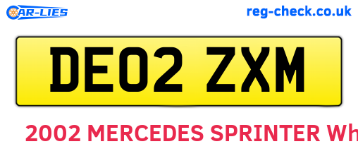 DE02ZXM are the vehicle registration plates.
