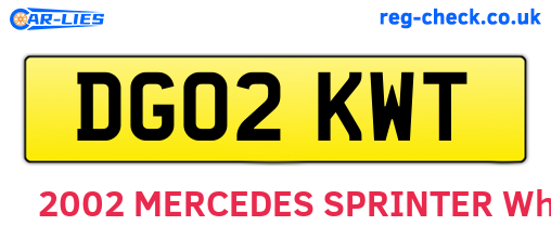 DG02KWT are the vehicle registration plates.