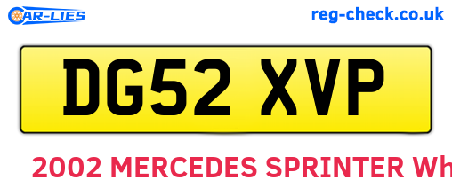 DG52XVP are the vehicle registration plates.