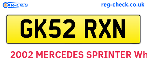 GK52RXN are the vehicle registration plates.