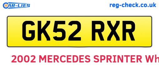 GK52RXR are the vehicle registration plates.