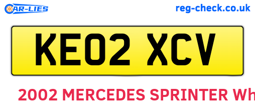 KE02XCV are the vehicle registration plates.