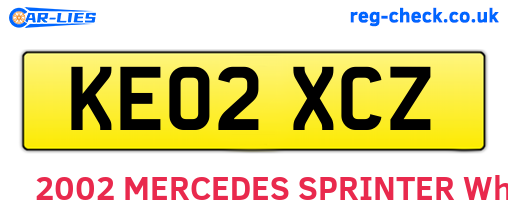KE02XCZ are the vehicle registration plates.