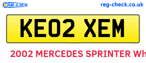KE02XEM are the vehicle registration plates.