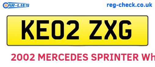 KE02ZXG are the vehicle registration plates.