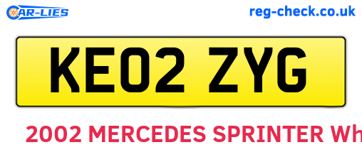 KE02ZYG are the vehicle registration plates.