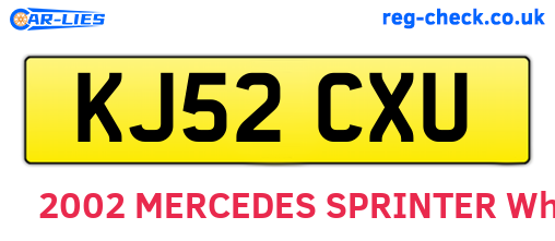 KJ52CXU are the vehicle registration plates.