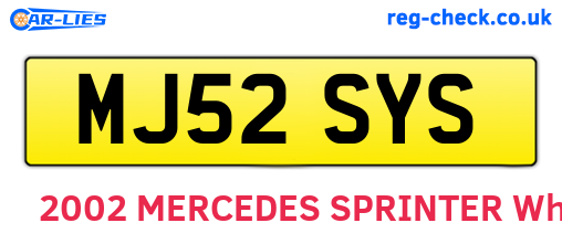 MJ52SYS are the vehicle registration plates.