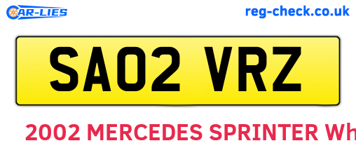 SA02VRZ are the vehicle registration plates.
