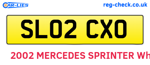SL02CXO are the vehicle registration plates.