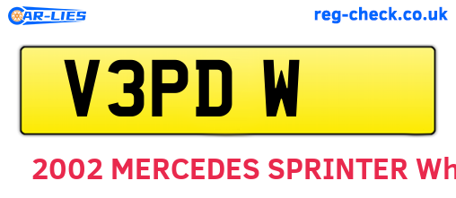 V3PDW are the vehicle registration plates.