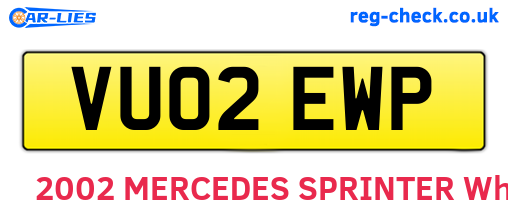 VU02EWP are the vehicle registration plates.