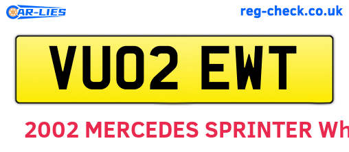 VU02EWT are the vehicle registration plates.
