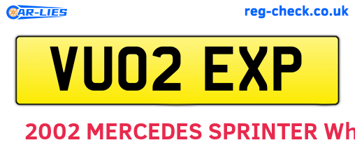 VU02EXP are the vehicle registration plates.