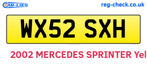 WX52SXH are the vehicle registration plates.