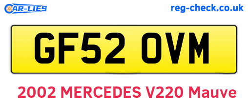 GF52OVM are the vehicle registration plates.