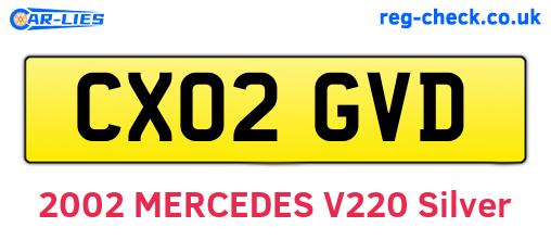CX02GVD are the vehicle registration plates.
