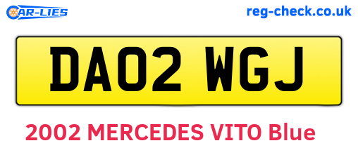 DA02WGJ are the vehicle registration plates.