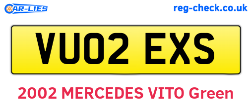 VU02EXS are the vehicle registration plates.