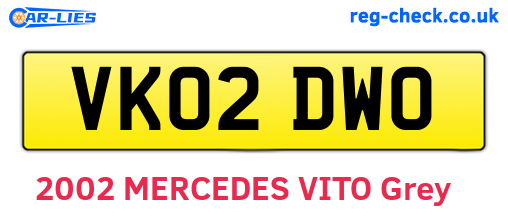 VK02DWO are the vehicle registration plates.